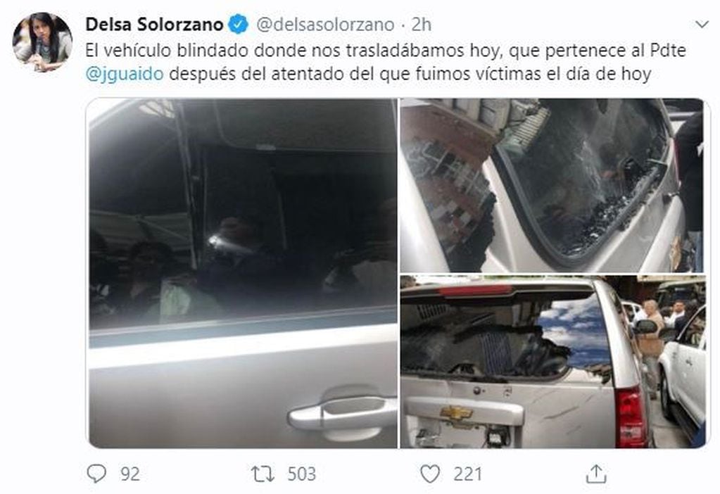 Delsa Solórzano denunció ataques armados de "colectivos paramilitares". (Twitter)