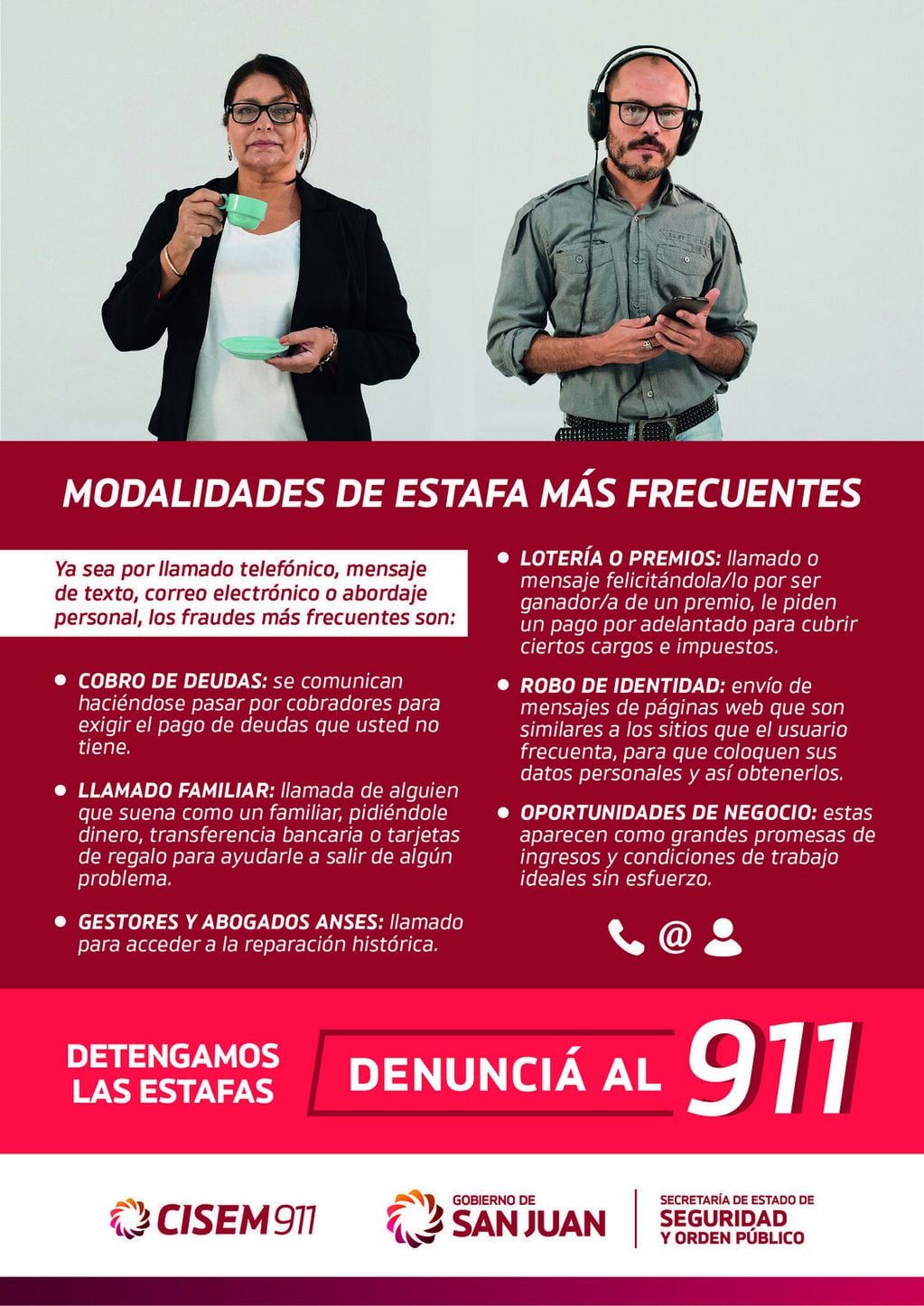 Uno de los afiches de la campaña gráfica que alerta sobre estafas telefónicas.