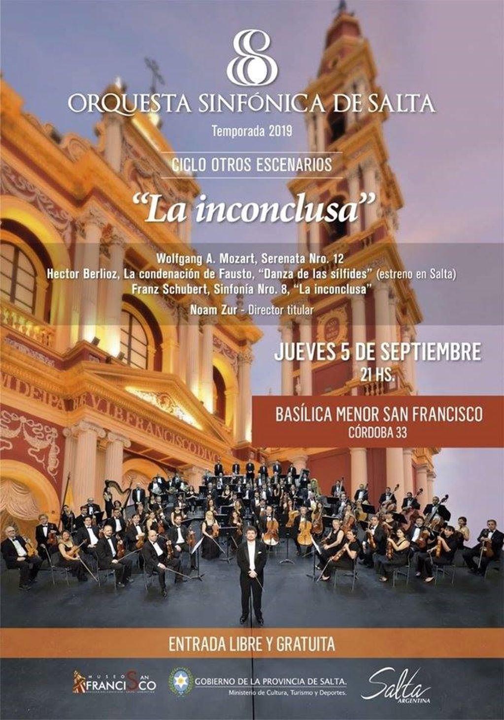 Orquesta Sinfónica de Salta en la Basílica Menor San Francisco (Facebook de la Orquesta Sinfónica de Salta)