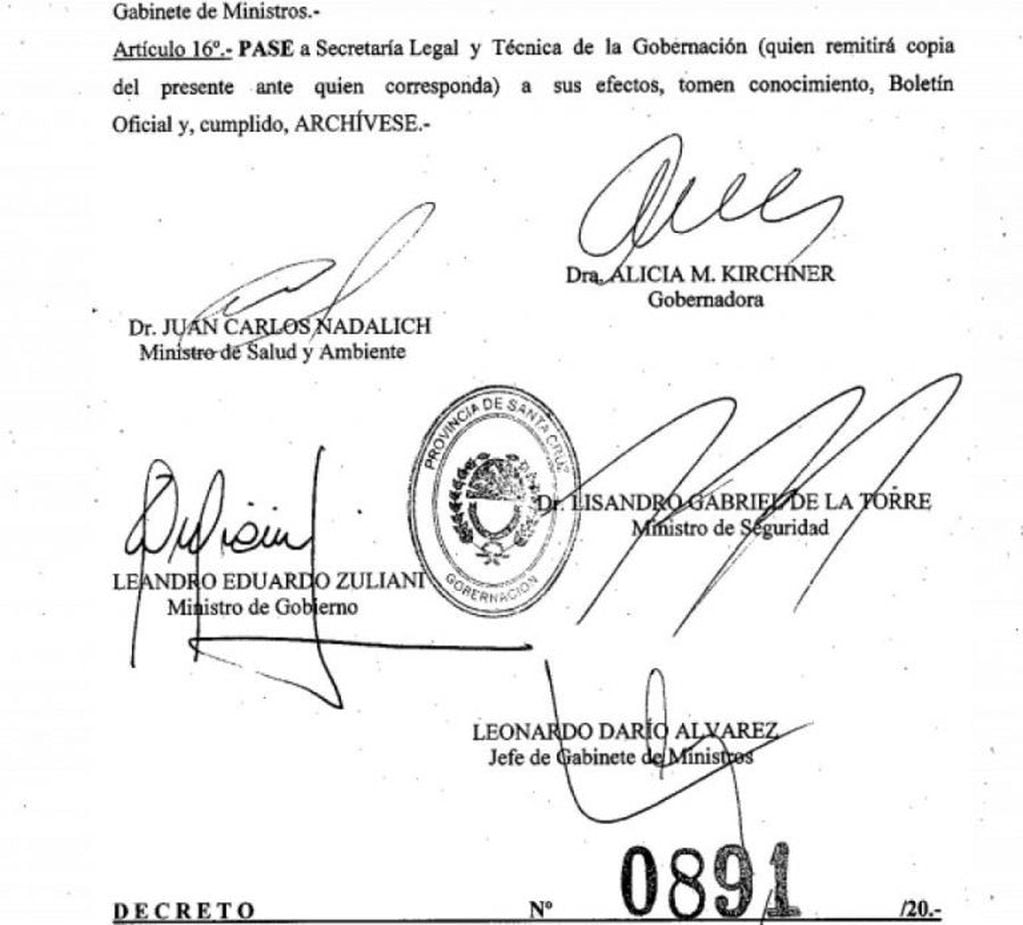 Decreto Provincial 891/20.