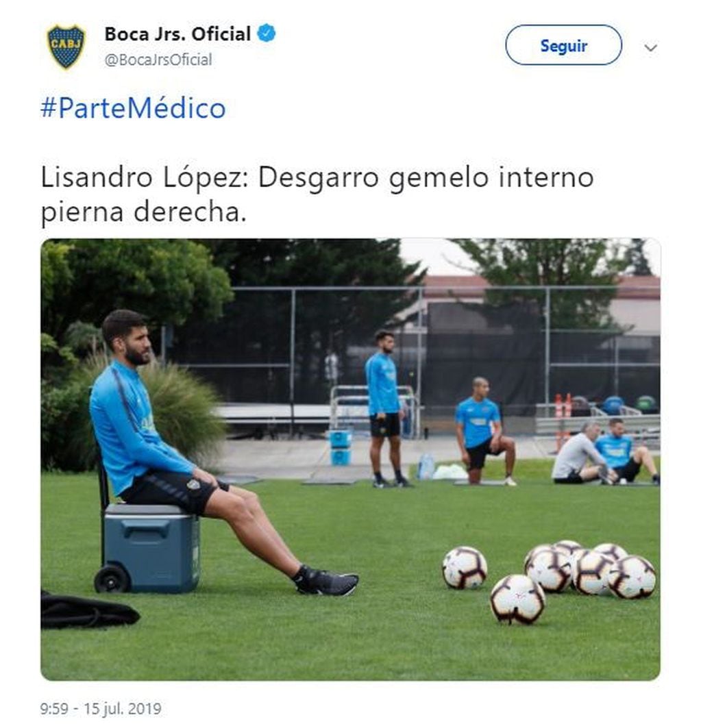 El parte médico de Lisandro López publicado por Boca Juniors. (Foto: Twitter)