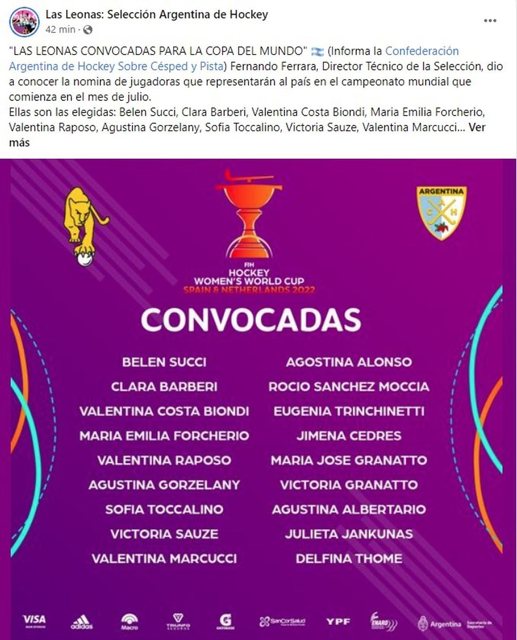 Convocatoria de Las Leonas para el Mundial España-Países Bajos.