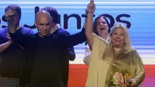 CAMBIEMOS. Rodríguez Larreta y "Lilita" Carrió festejaron en Buenos Aires (DyN).