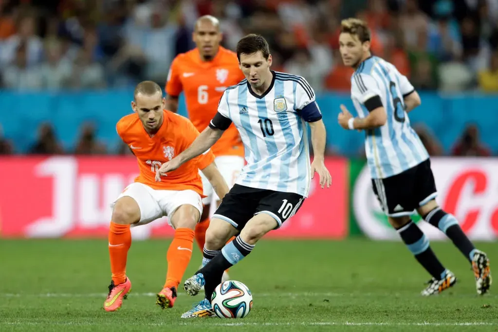 Lionel Messi contra Holanda en el Mundial de Brasil 2014. 