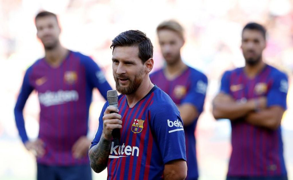 Lionel Messi habló como capitán en la previa al partido con Boca. Foto: AP.