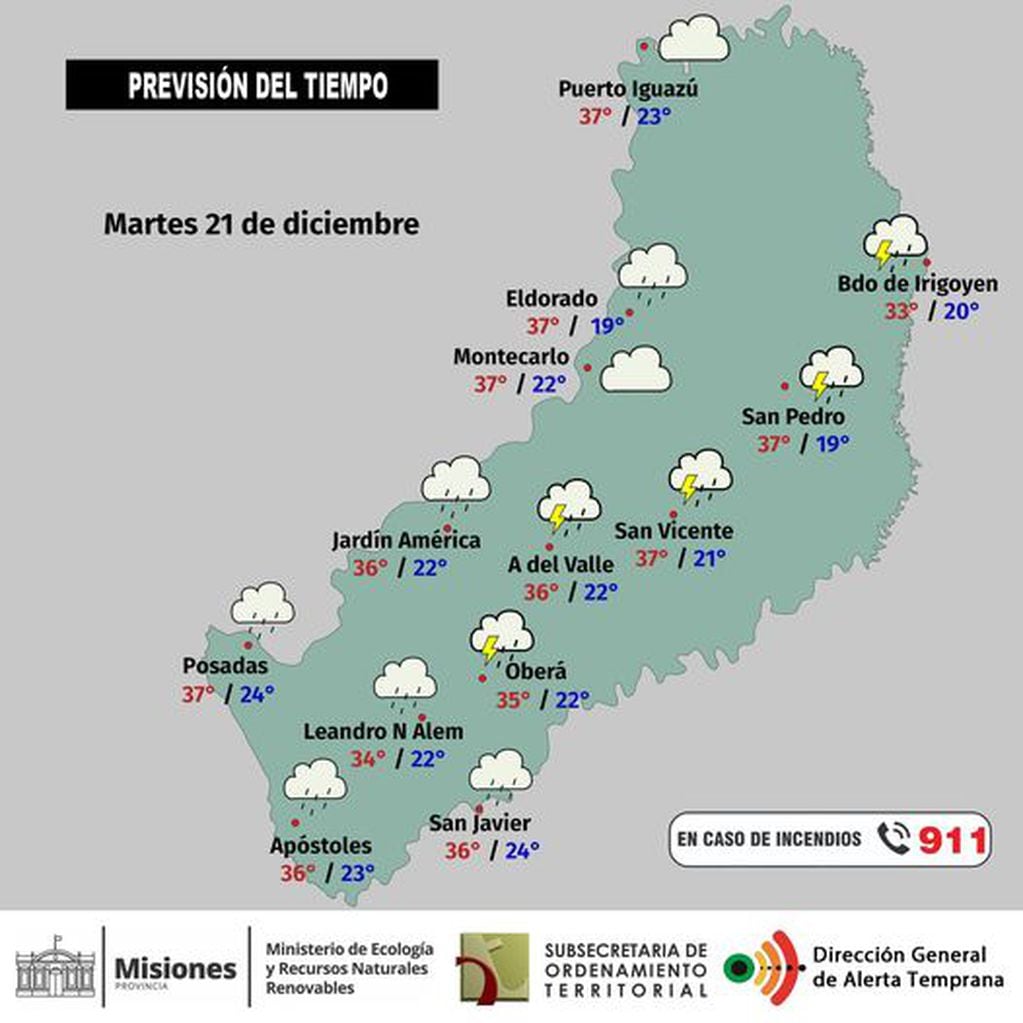 Martes con probabilidad de algunas precipitaciones en la provincia.