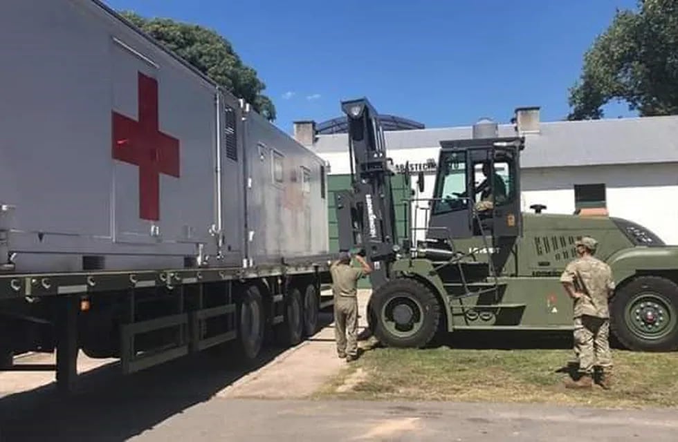 Preparativos del Ejército para la instalación del Hospital Militar Reubicable en Campo de Mayo