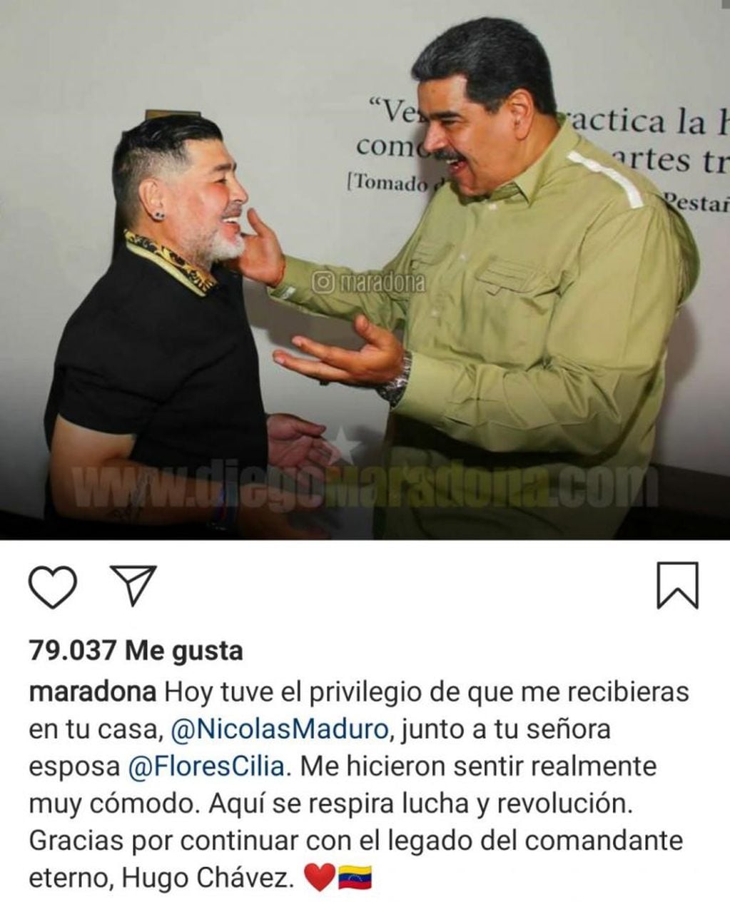 La Publicación de Diego Maradona (Foto: captura  Instagram)