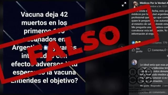 Es falso que hayan muerto 42 de los primeros 100 vacunados en la Argentina.