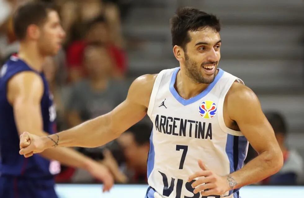 Argentina's Facundo Campazzo reacts after scoring against Serbia during a quarterfinal match for the FIBA Basketball World Cup in Dongguan in southern China's Guangdong province on Tuesday, Sept. 10, 2019. Argentina beats Serbia 97-87. (AP Photo/Ng Han Guan)