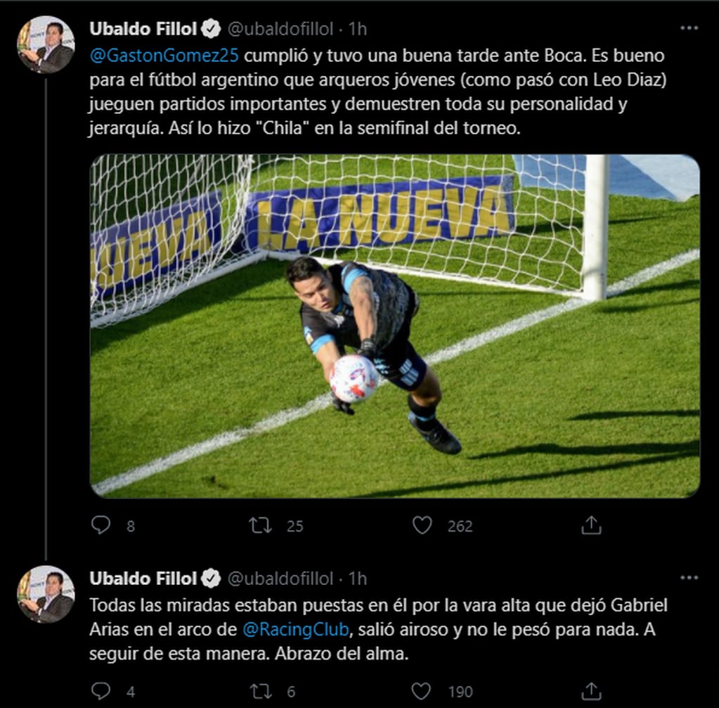 Ubaldo Fillol destacó a "Chila" Gómez.