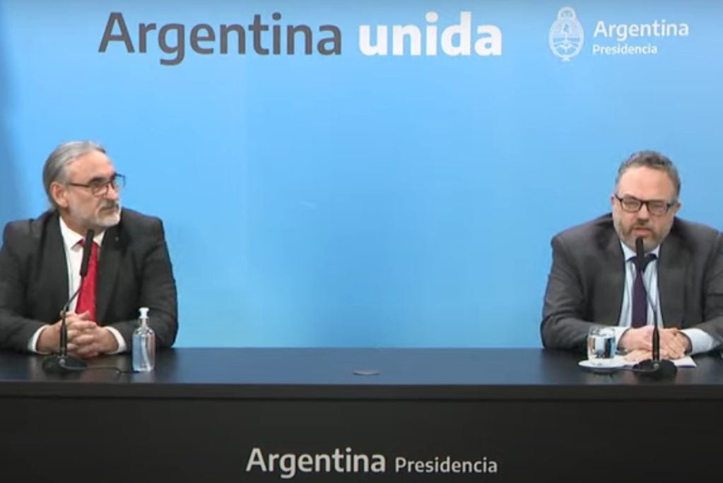 Los ministros Luis Basterra y Matías Kulfas encabezaron los anuncios del Gobierno. (Youtube Casa Rosada)