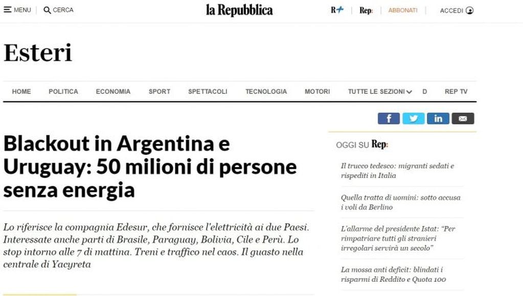 Diario la Repubblica, de Italia