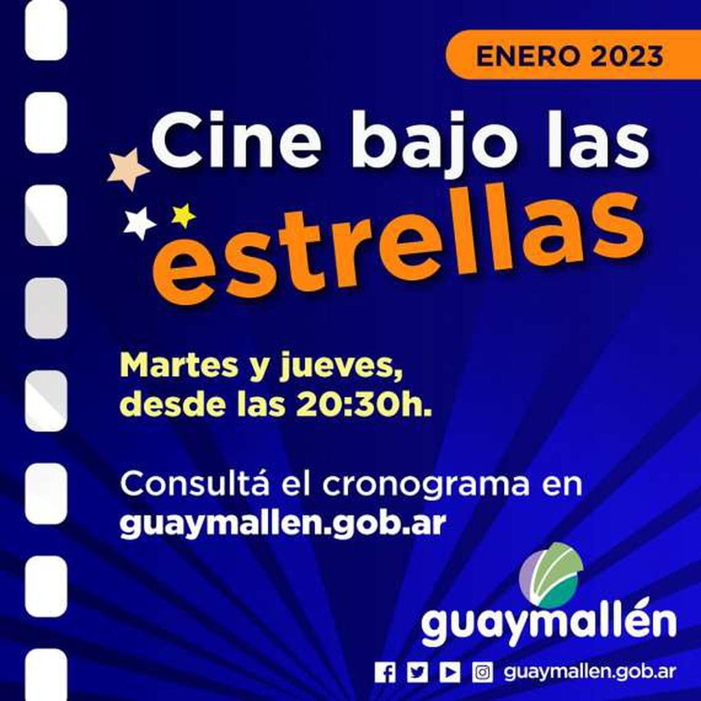 Cine bajo las estrellas en Guaymallén, en enero.
