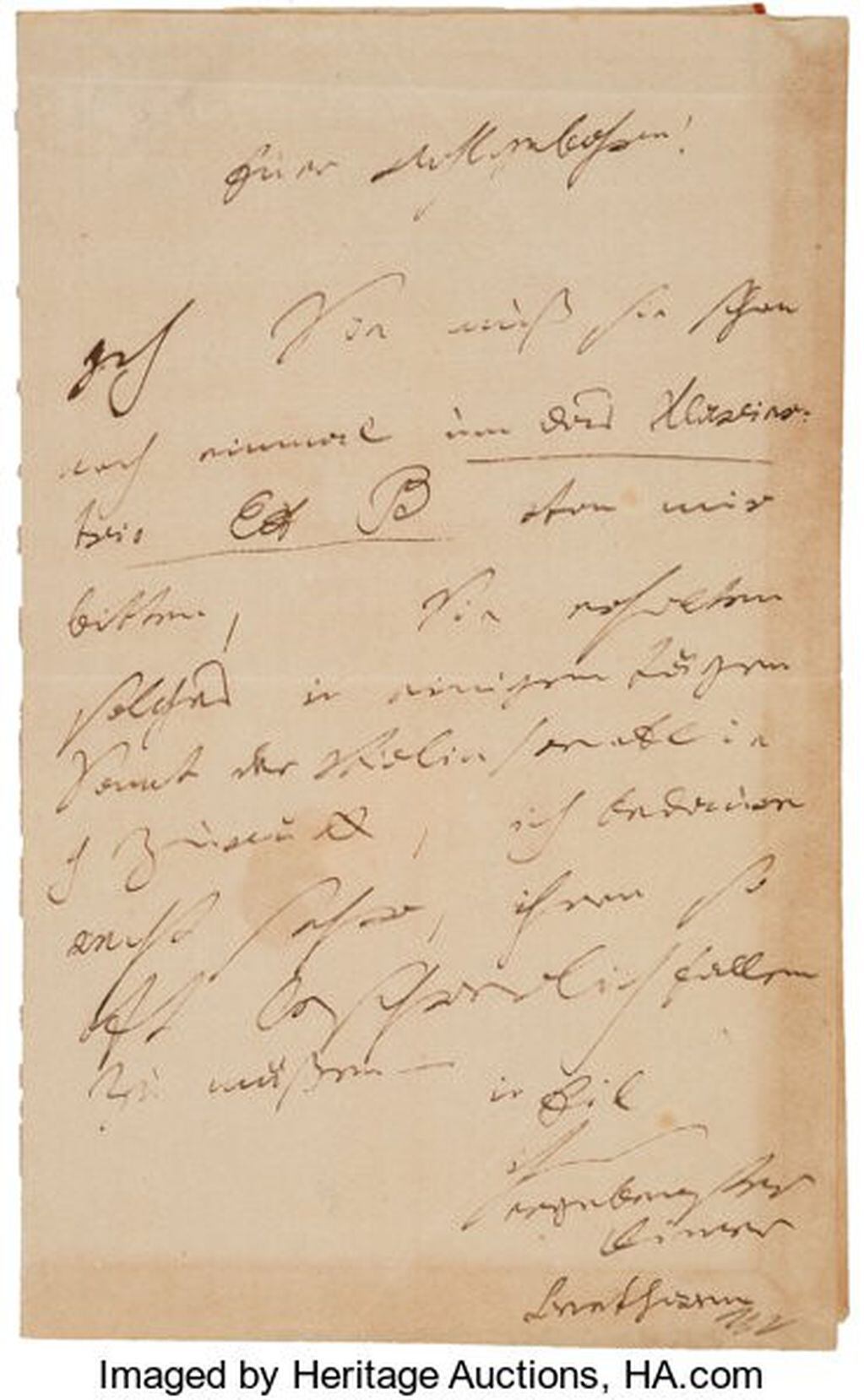 Una carta del compositor alemán Ludwig van Beethoven (1770-1827) se subastó en Estados Unidos por 275.000 dólares