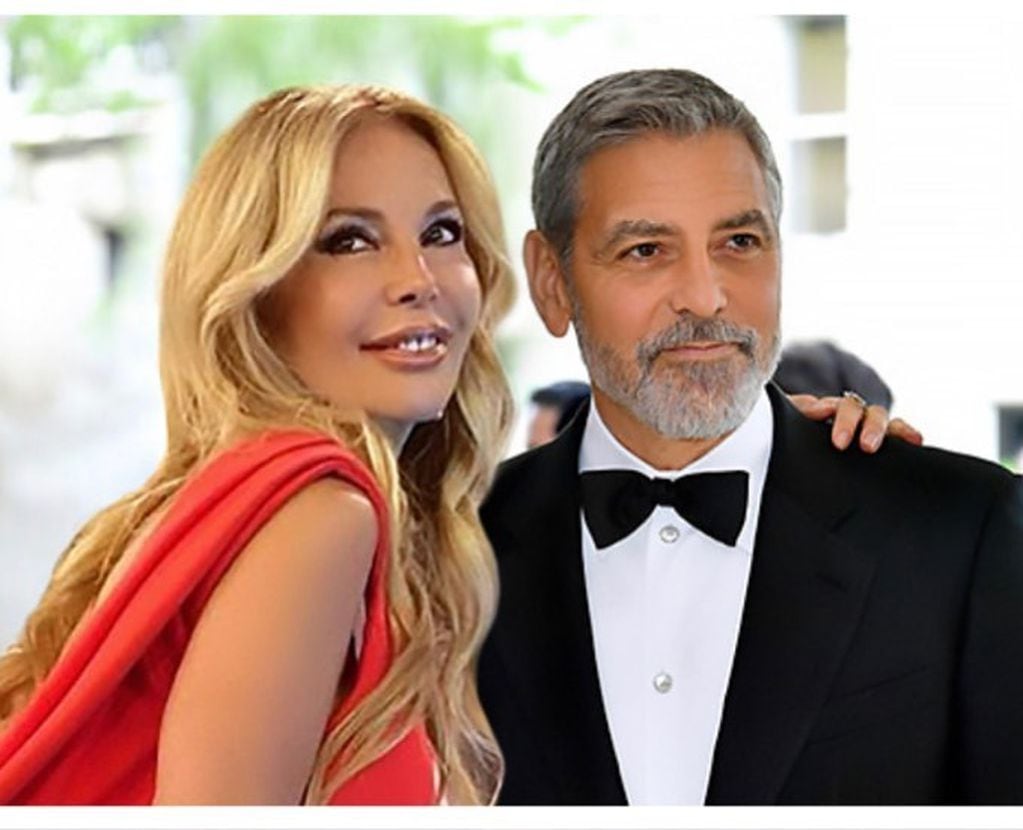 La foto editada de Graciela Alfano junto a George Clooney.