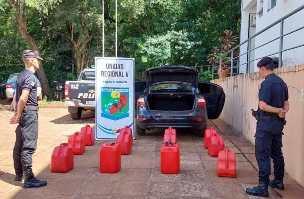 Secuestran 300 litros de combustible de contrabando en Puerto Iguazú.