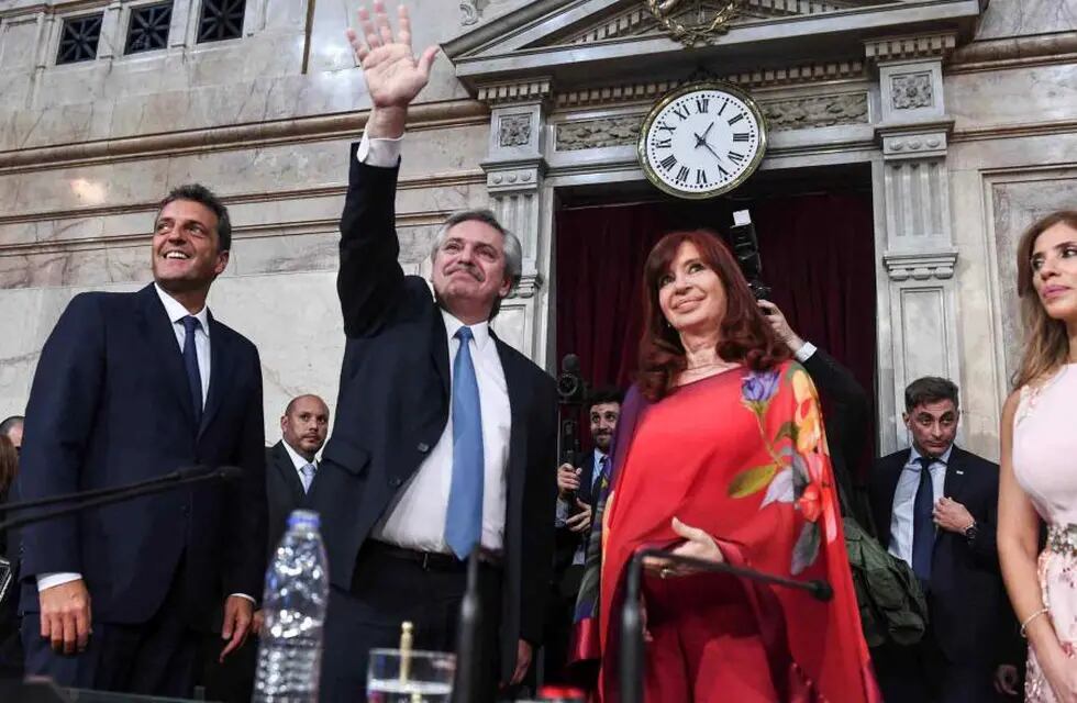 Sergio Massa, Alberto Fernández y Cristina Kirchner, los tres líderes del Frente de Todos.