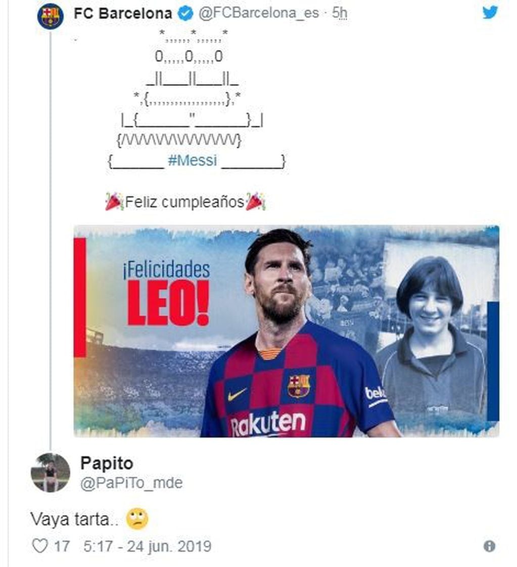 Memes por el saludo del Barcelona a Messi el día de su cumpleaños número 32.