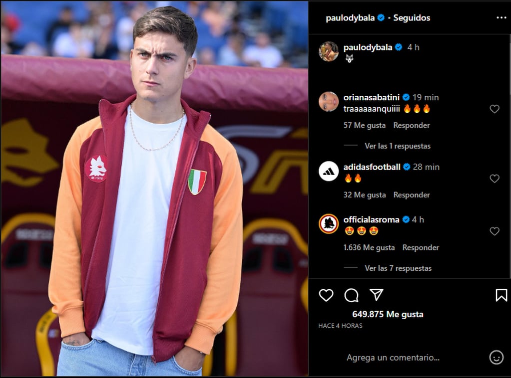 Paulo Dybala compartió en su Instagram una foto utilizando la campera.