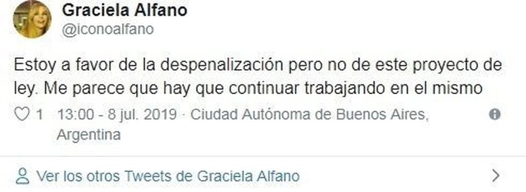 Graciela Alfano por el aborto (Foto: Twitter)