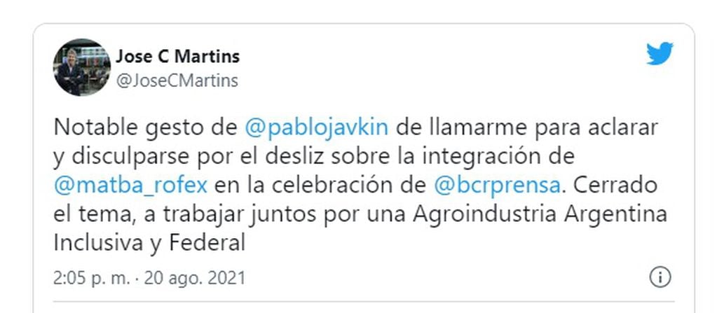 José Martins aclaró que Pablo Javkin le pidió disculpas