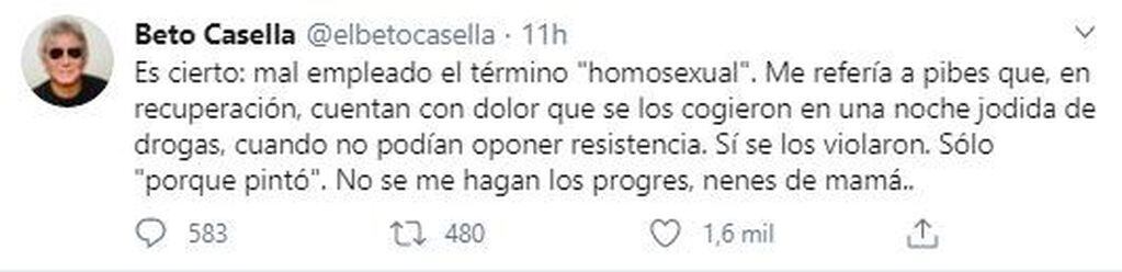 El propio Casella decidió corregirse y lo hizo a través de un tuit.