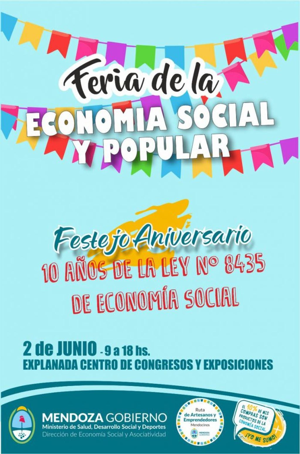 Feria de la Economía Social y Popular de Mendoza con motivo del aniversario de la promulgación de la Ley 8435.