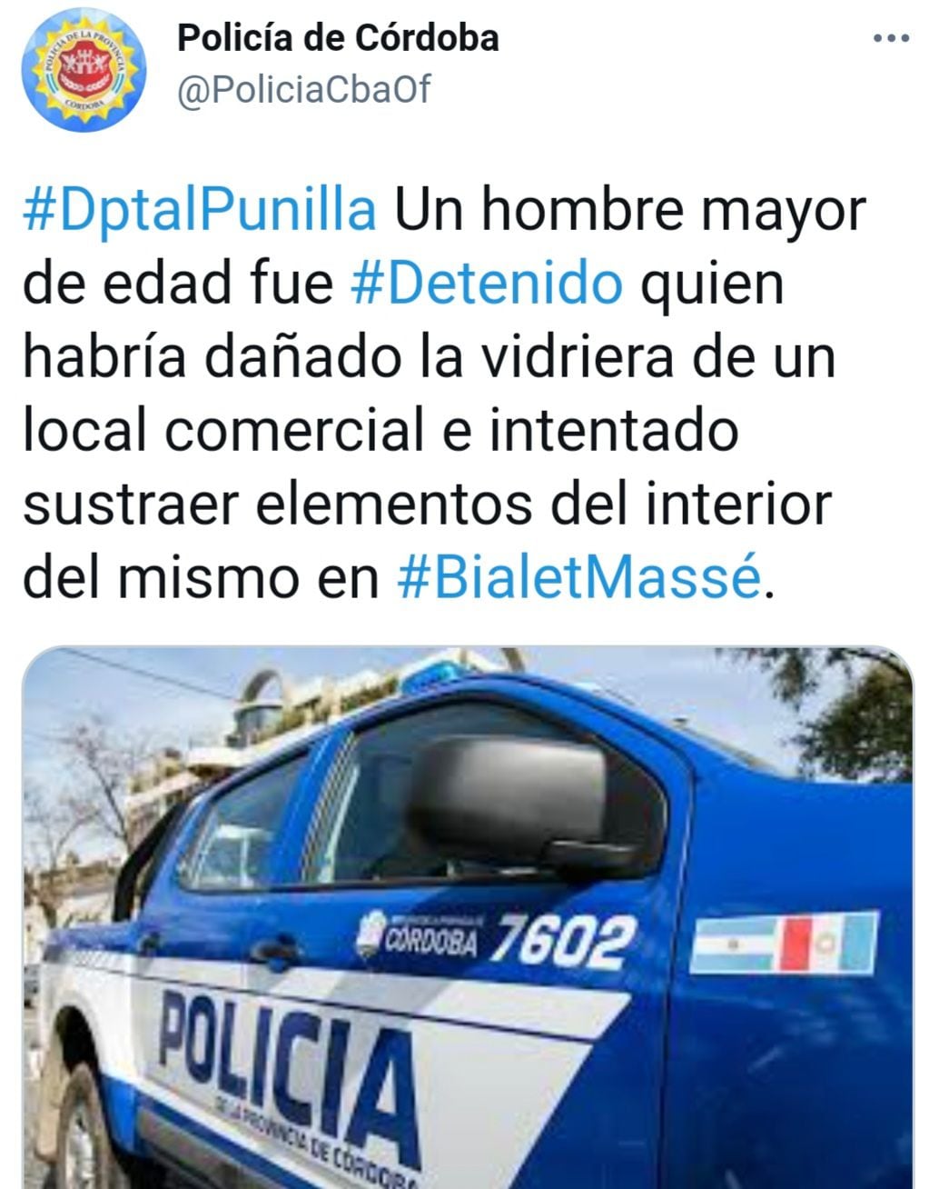 Detenido "por delito" en Bialet Massé.