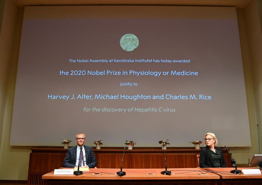 El anuncio de los ganadores del Premio Nobel de Medicina. (AFP)