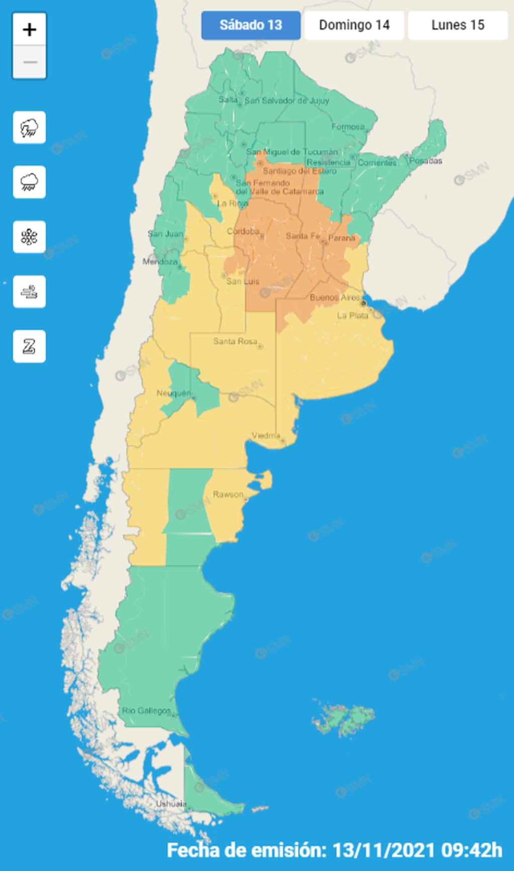 Córdoba será el foco principal de la tormenta que afectará a varias provincias.