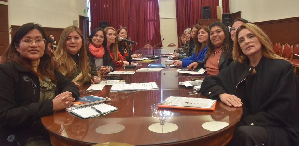 Las diputadas que integran la Comisión de Género, en la Legislatura de Jujuy, junto a las representantes del Instituto de Promoción, Prevención y Protección de los Derechos de las Mujeres.