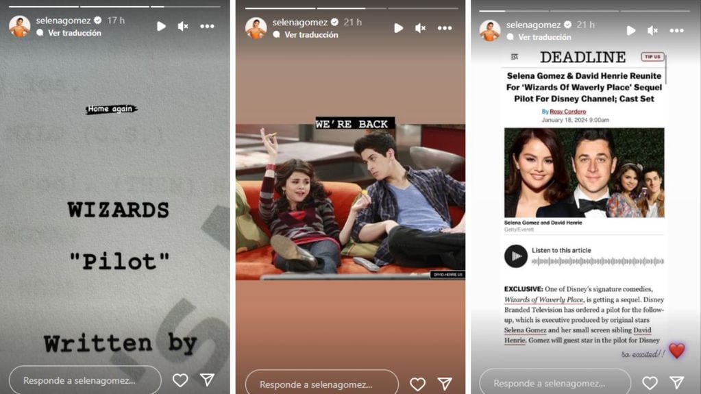 Selena Gómez compartió en su Instagram el regreso de Los hechiceros de Waverly Place.