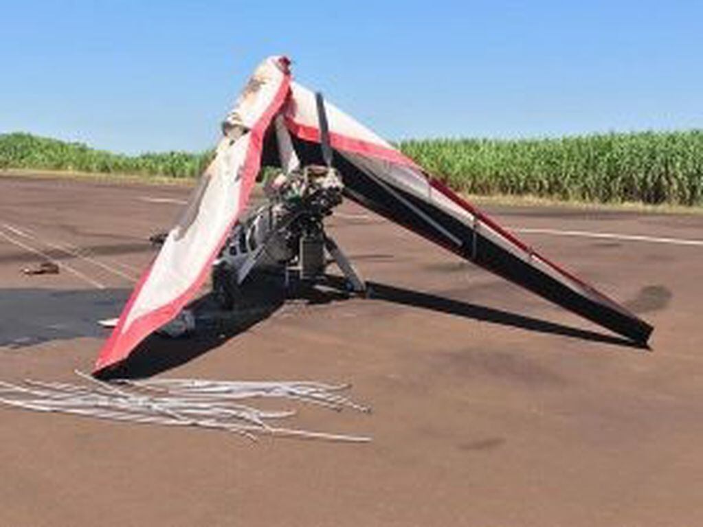 La aeronave accidentada en el Aeroclub de Oberá. (Oberáonline)