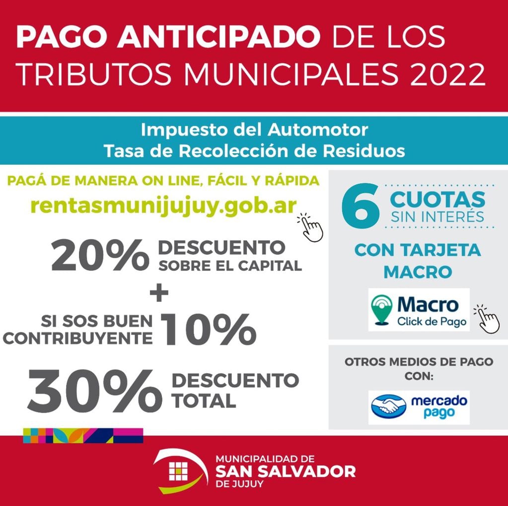La propuesta de la Municipalidad de San Salvador de Jujuy para los contribuyentes, respecto del pago con tarjetas.