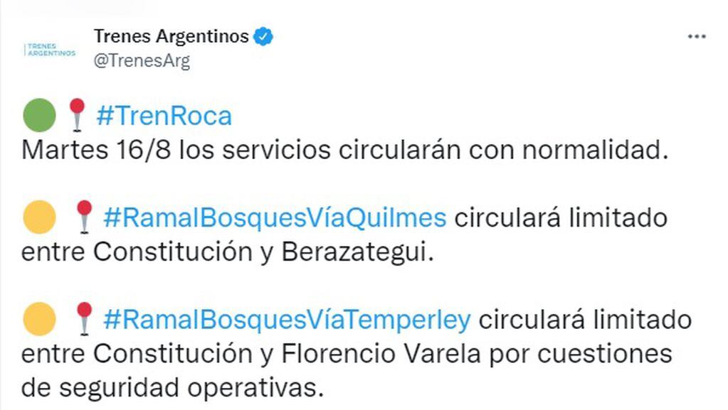 Trenes Argentinos informó cómo continuará el servicio
