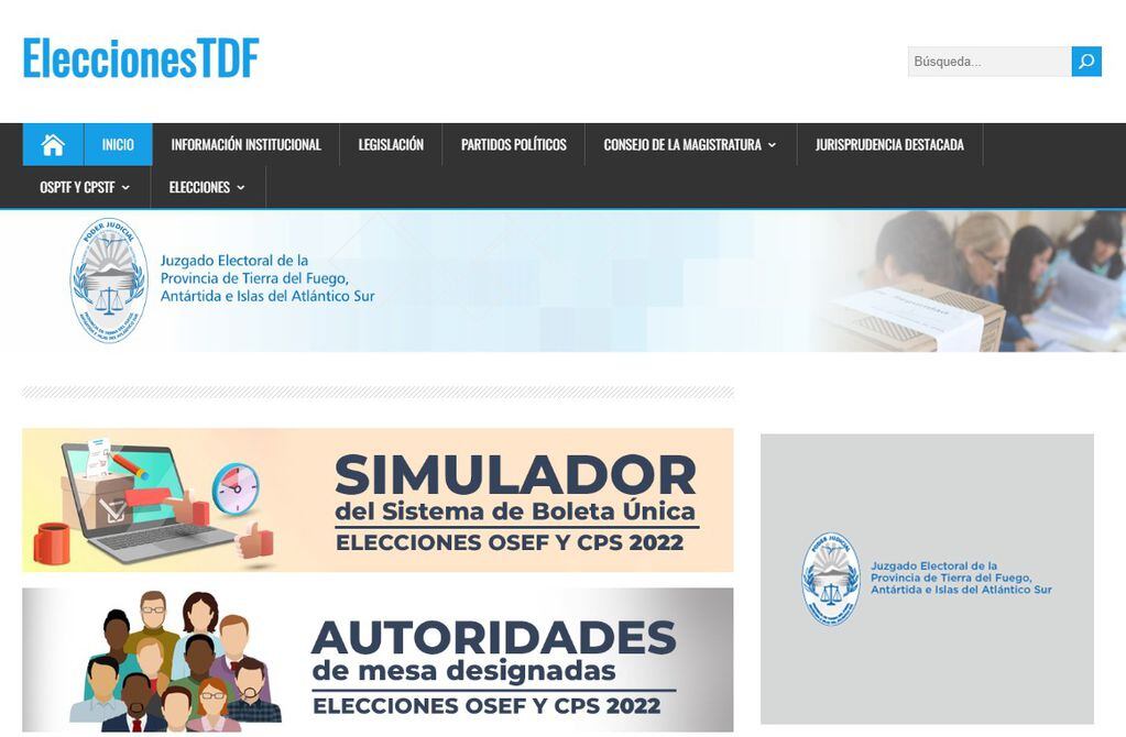 Elecciones CPSPTF-OSEF 2022.  Sitio web del Juzgado Electoral.