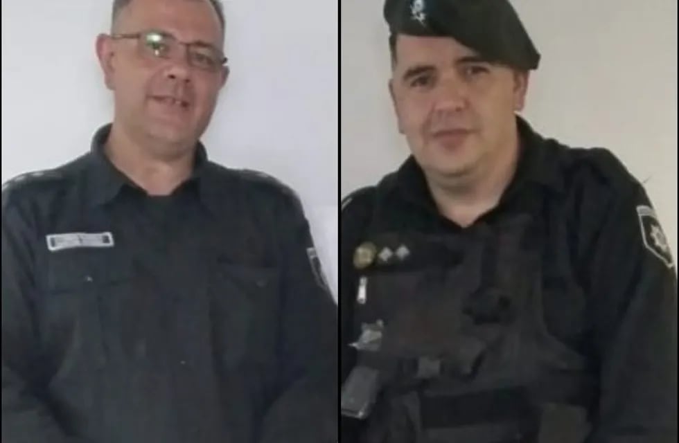 El Jefe de la Comisaría 6ta. Inspector Esteban Audello y el Jefe del Comando Radioeléctrico local Subinspector Hugo Alberto Romero