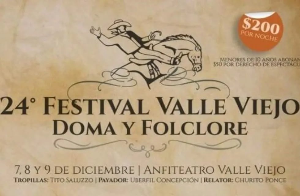 Conocé la grilla de artistas del Festival de Doma y Folclore de Valle Viejo en Catamarca