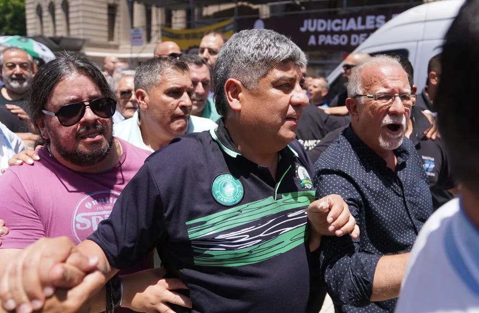 Pablo Moyano en la marcha a Tribunales. FOTO GUILLERMO RODRIGUEZ ADAMI