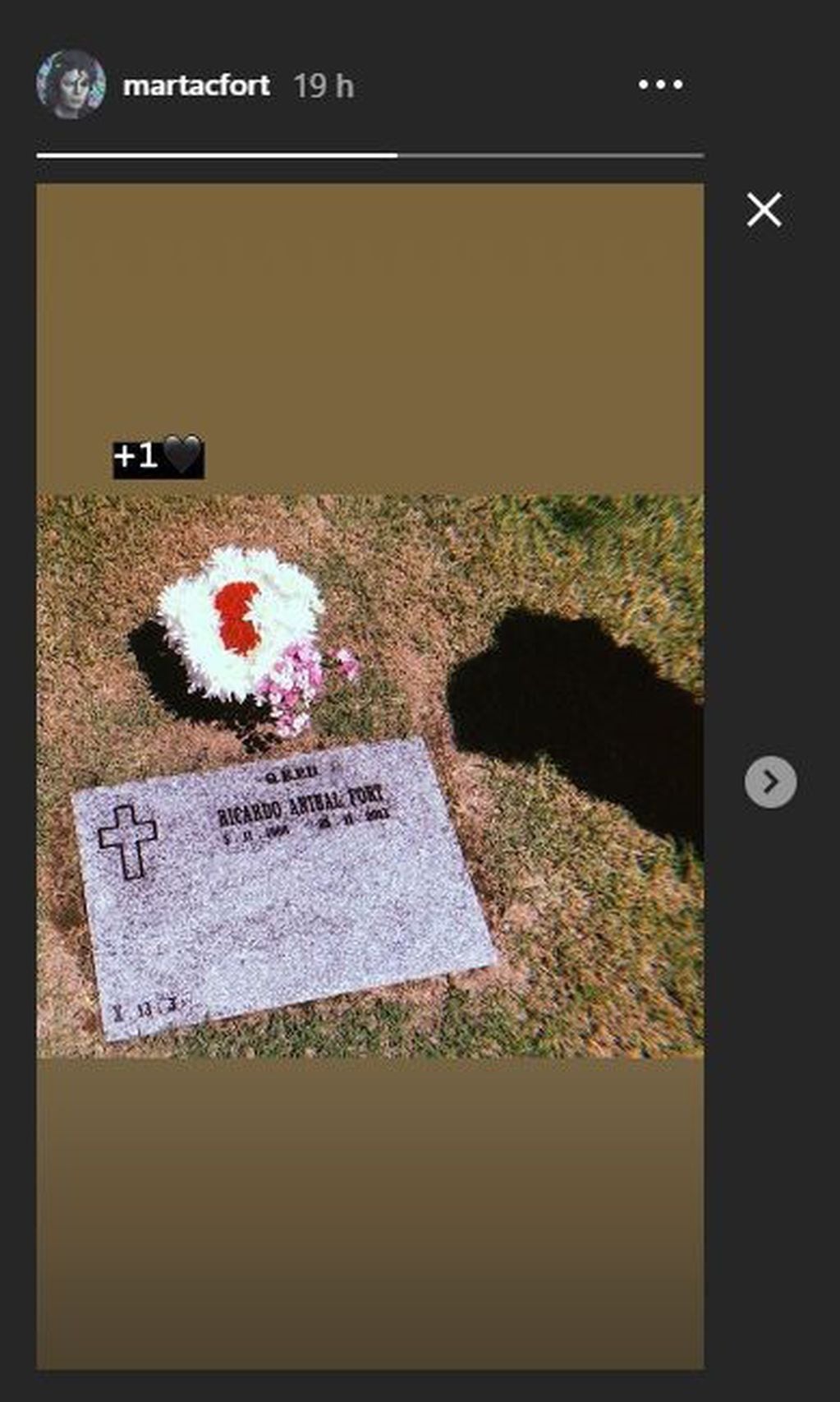 Martita Fort eligió la foto de la tumba de su papá para recordarlo