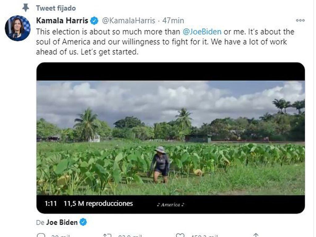 Kamala Harris, primera vicepresidenta de Estado Unidos (Twitter)