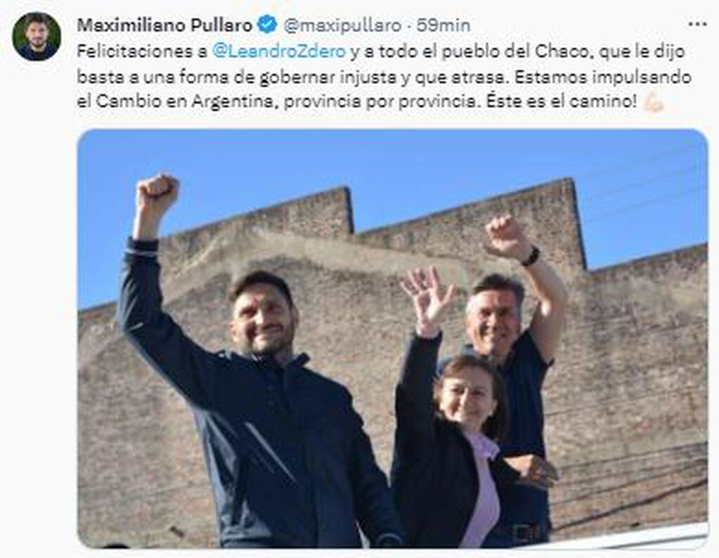 Maxi Pullaro felicitó a Zdero, el flamante gobernador electo en Chaco.