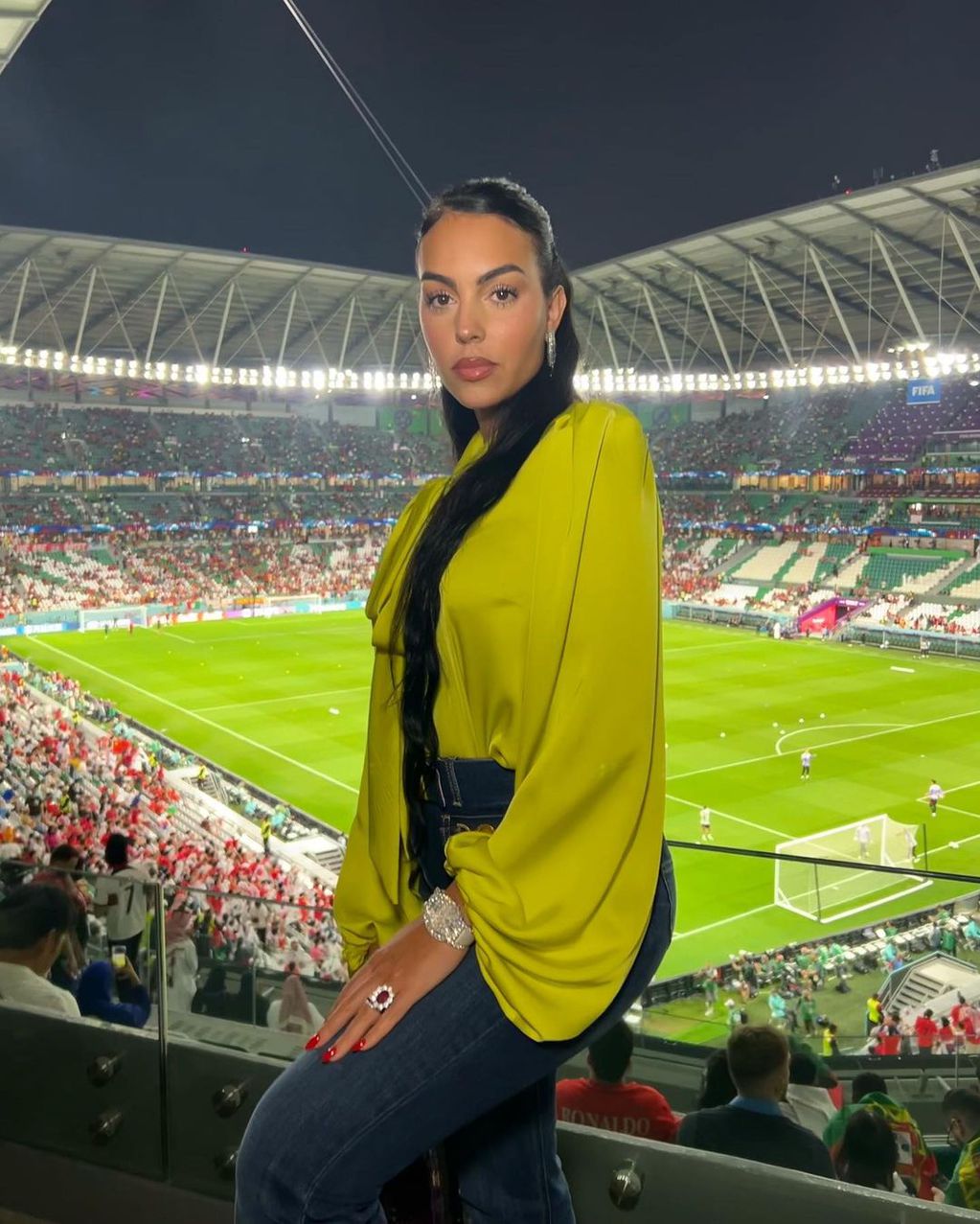 Georgina Rodríguez en uno de los partidos de la Selección de Portugal en el Mundial de Qatar 2022.