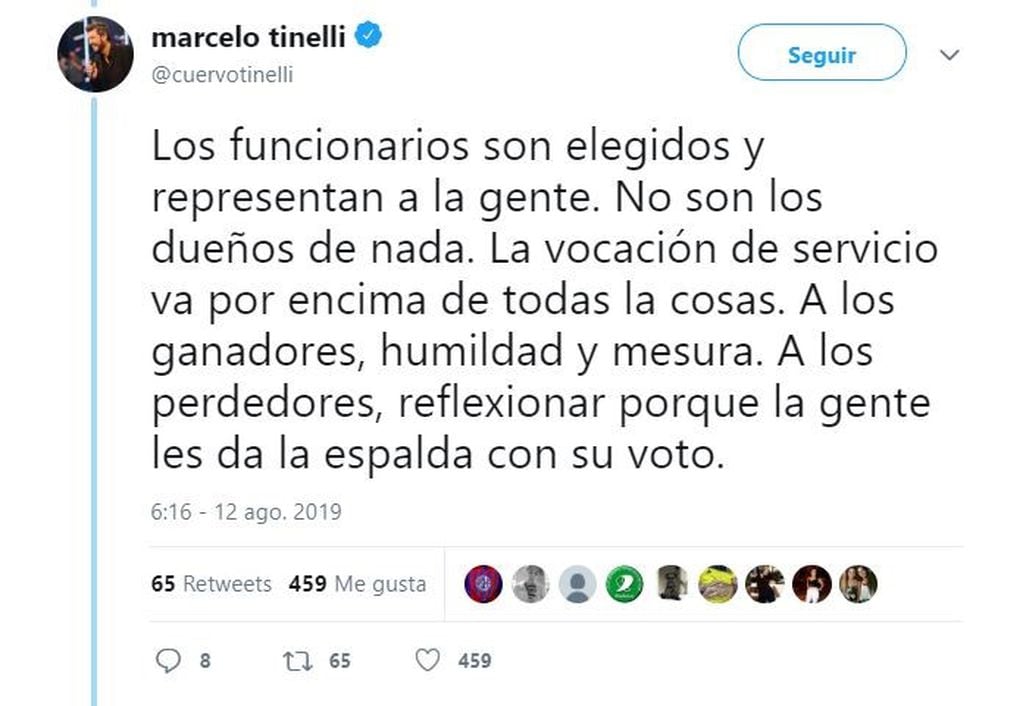 Los tuits de Marcelo Tinelli luego de las PASO (Foto: captura Twitter)