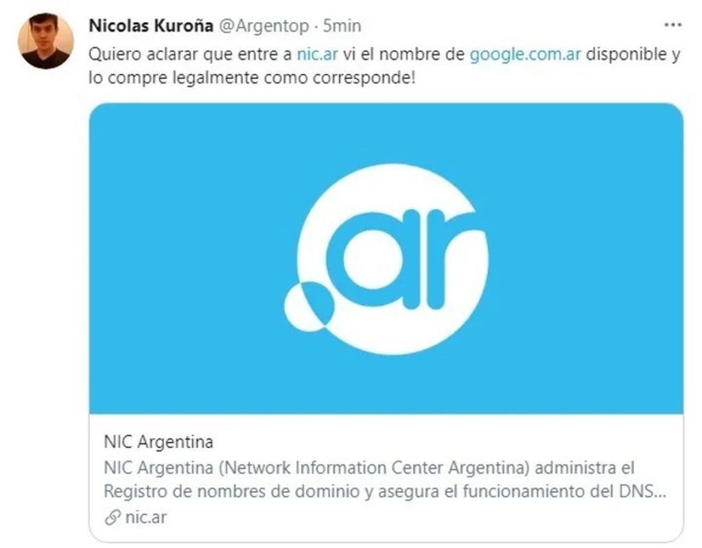 Se cayó Google Argentina y un tuitero compró el dominio