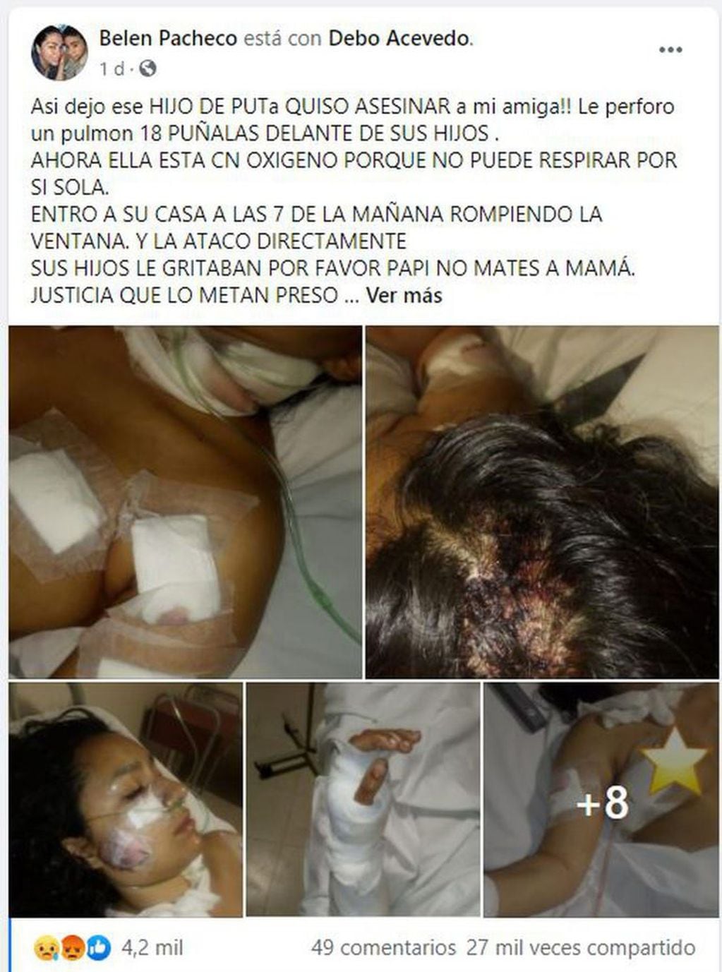 Debora Acevedo fue apuñalada por Federico Vega, en Ezeiza (Web)