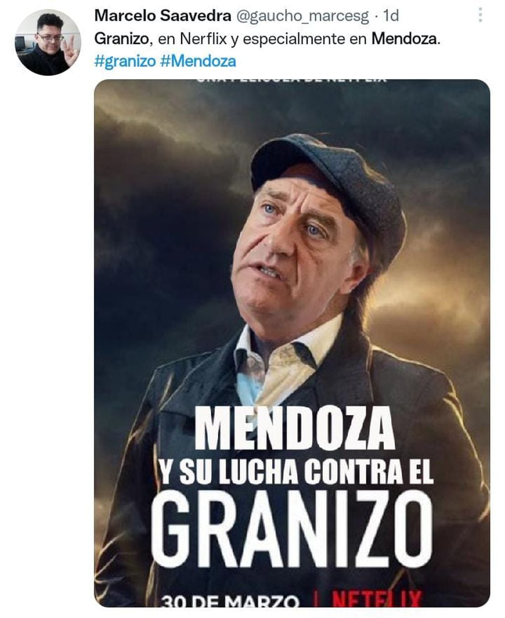 Rodolfo Suárez protagonizó un meme en referencia a la reciente película argentina.