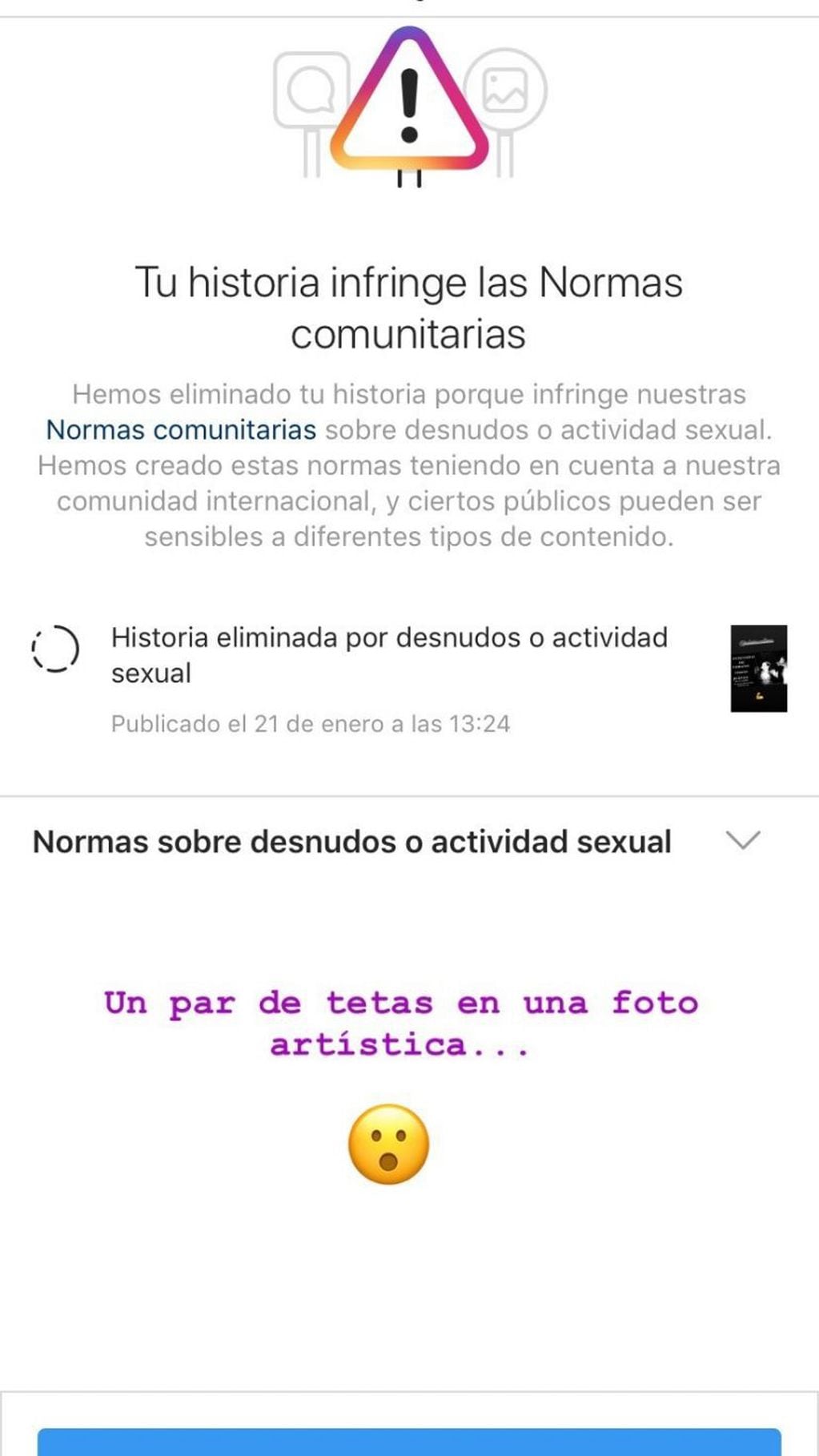 Instagram censuró un topless de Julieta Díaz (Foto: Instagram/ @)