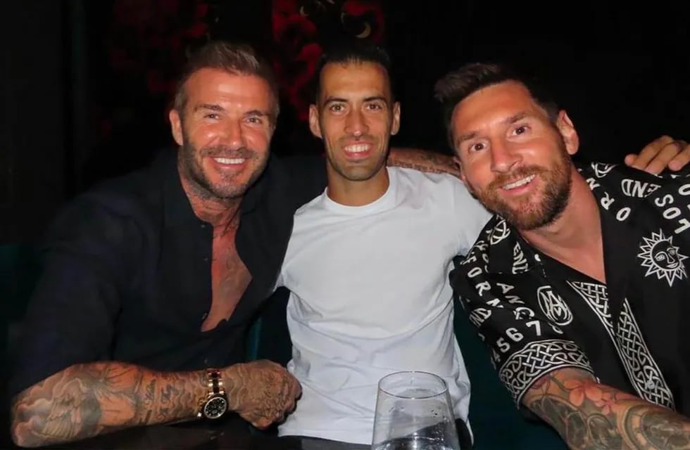 Lionel Messi junto con David Beckham y